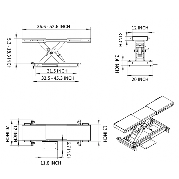 KATOOL KT-RJ50 Rolling Jack 5000 lbs. Lifting Capacity *Fits KT-4H110 lift and the KT-4H850*