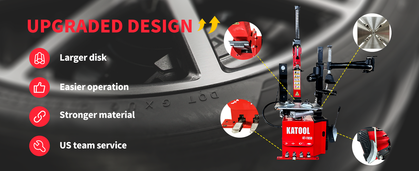 Katool KT-T850 Tilt-Arm Wheel Clamp Tire Changer Machine