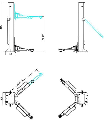 Katool 8000 lbs Portable 2 Post Lift PMRL-200 Adaptable 2 Post Lift Mobile Car Lift Two Post Lift for Home