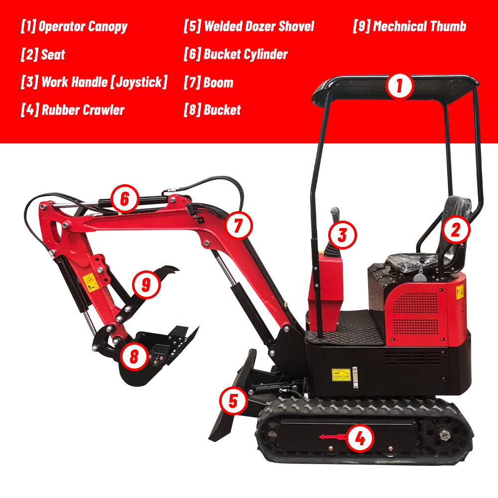 Katool Mini Excavator Crawler Digger Bucket /Mechanical thumb B&S Gas Engine