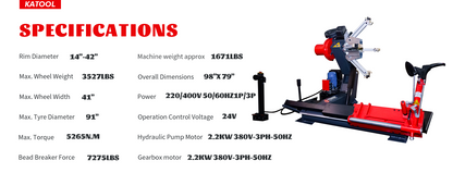 Katool Truck Tire changer KT-T260 Heavy Duty Tire Changer 42 in