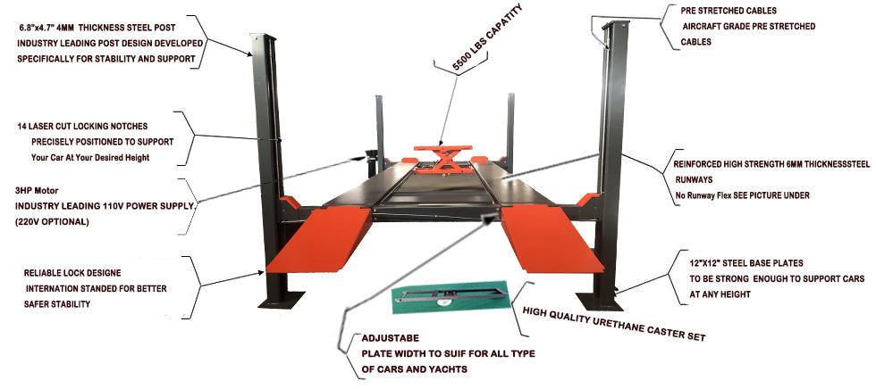 AK-4H110 Four Post Vehicle Lift 11,000lbs *Warehouse Pickup ONLY*